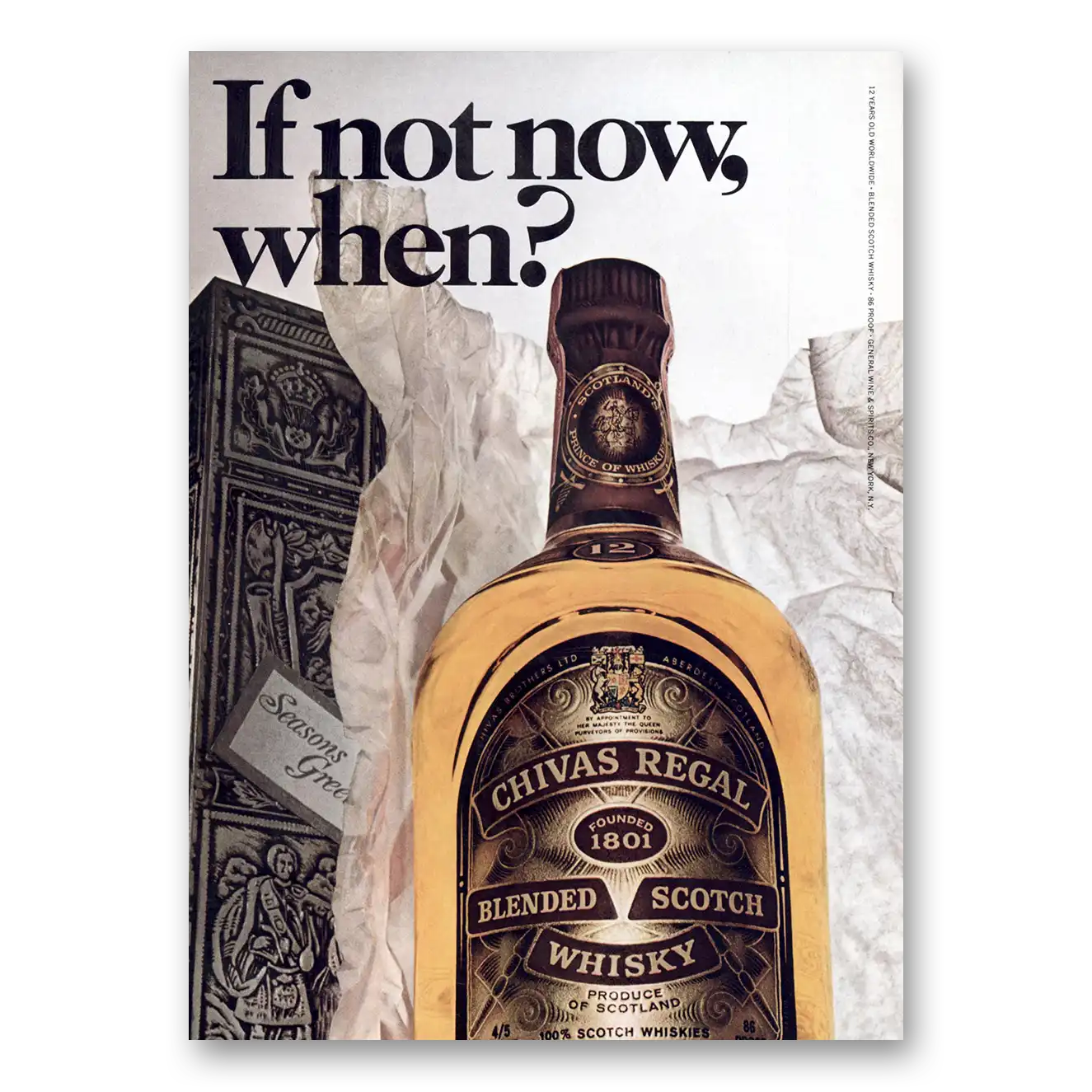 1973 Chivas Regal Not Now When Vintage Magazine Print Ad