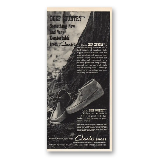 1973 Clarks Shoes Deep Country Vintage Magazine Print Ad