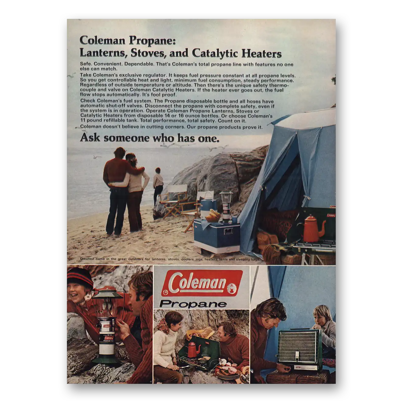 1973 Coleman Lantern Propane Lanterns Stoves Catalytic Heaters Vintage Magazine Print Ad