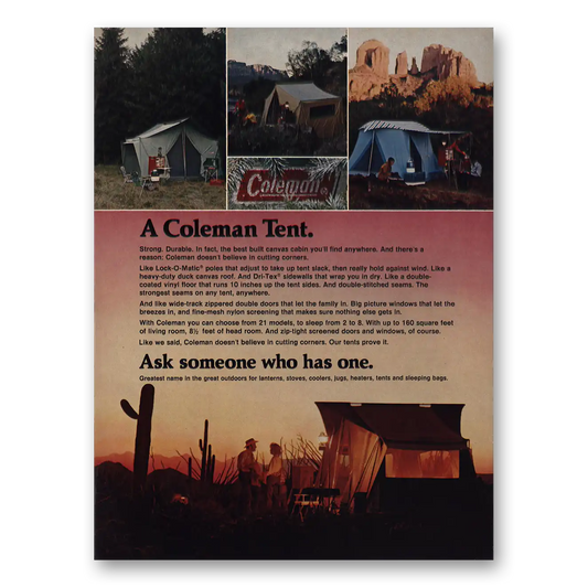 1973 Coleman Tent Ask Someone Who Has One Vintage Magazine Print Ad