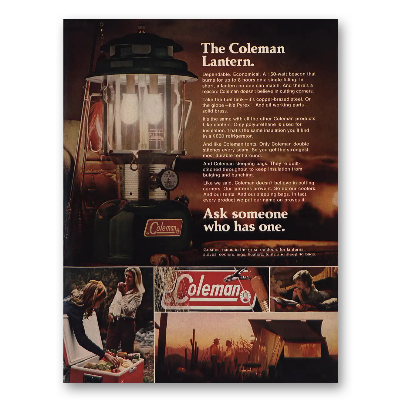 1973 Coleman Lantern Ask Someone Who Has One Vintage Magazine Print Ad