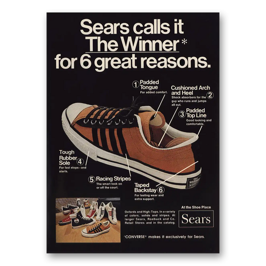 1973 Converse Shoes Shoes The Winner 6 Great Reasons Vintage Magazine Print Ad