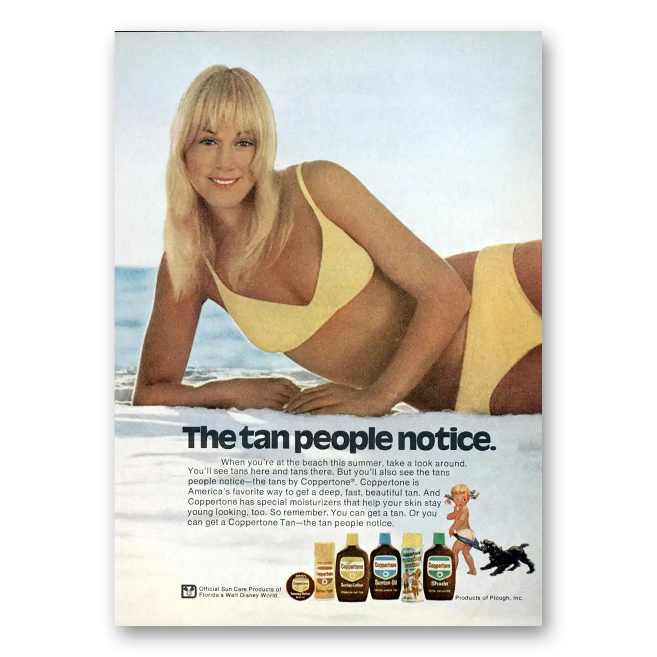 1973 Coppertone Tan People Notice Vintage Magazine Print Ad