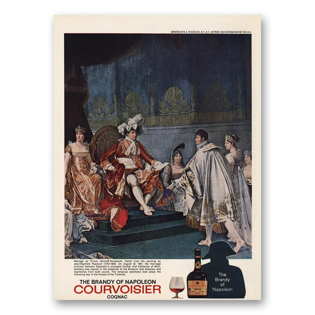 1973 Courvoisier Mariage du Prince Jerome Bonaparte Vintage Magazine Print Ad