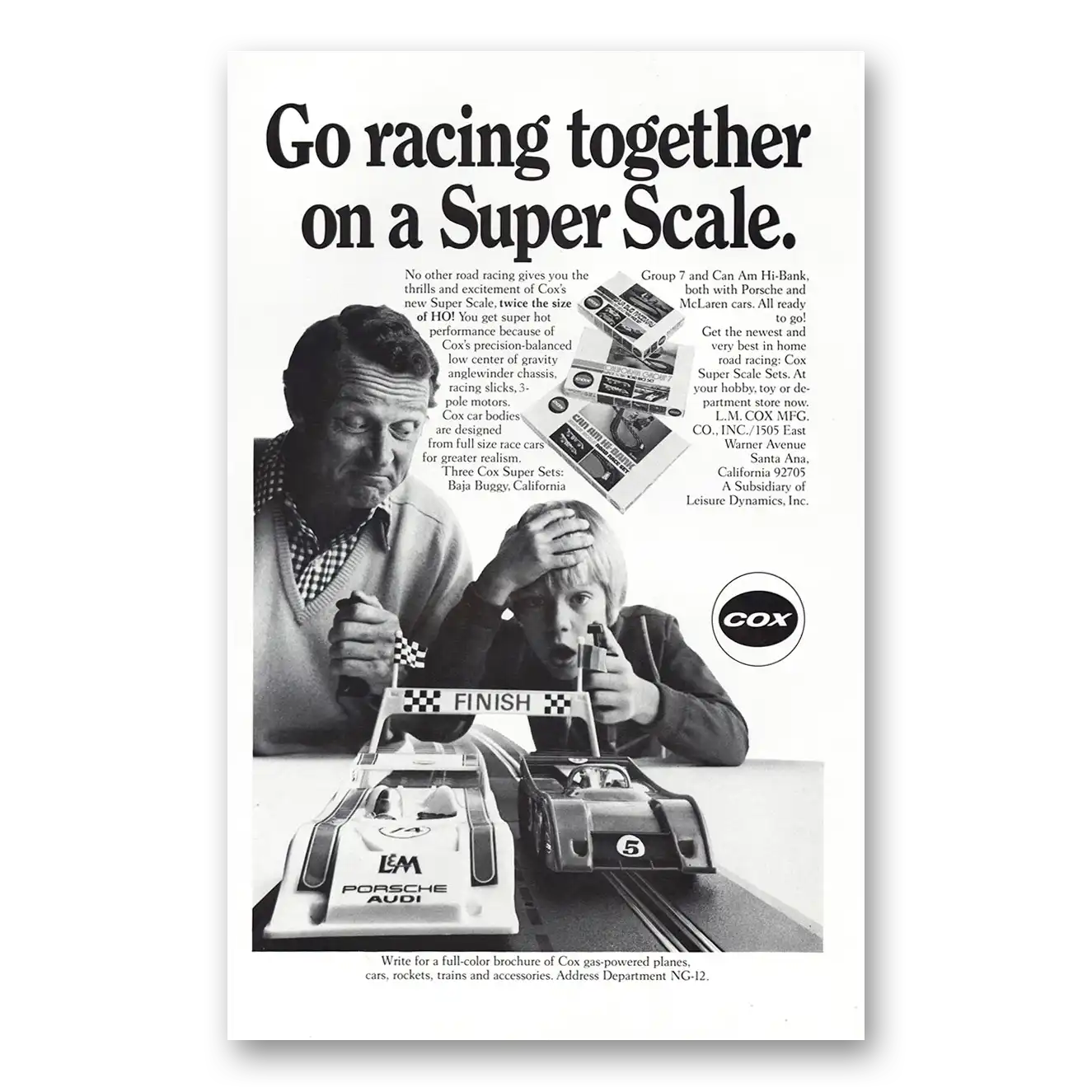 1973 Cox Super Scale Sets Racing Together Super Scale Vintage Magazine Print Ad