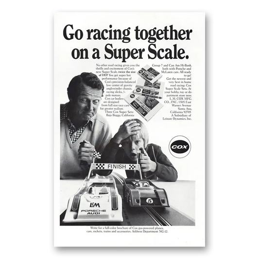 1973 Cox Super Scale Sets Racing Together Super Scale Vintage Magazine Print Ad