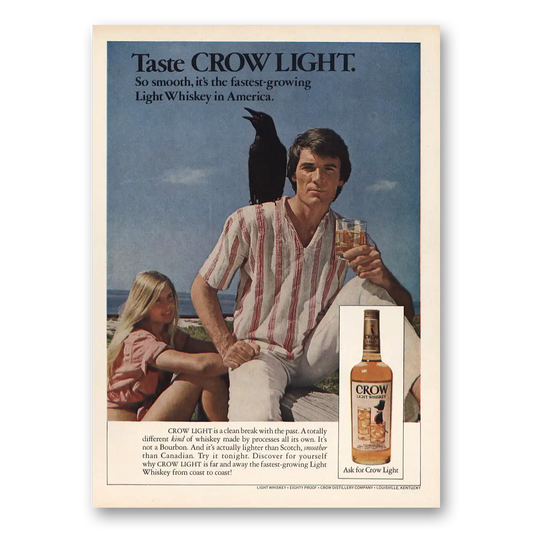 1973 Old Crow Whiskey Light Fastest Growing Light Whiskey In America Vintage Magazine Print Ad