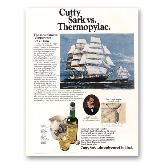 1973 Cutty Sark Vs Thermopylae Vintage Magazine Print Ad