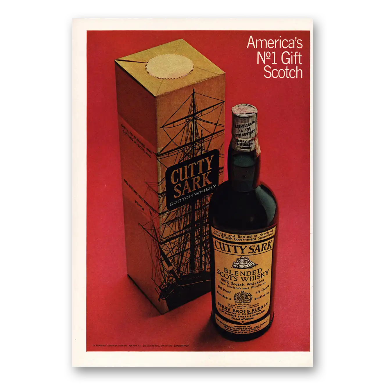 1968 Cutty Sark Gift Scotch Vintage Magazine Print Ad