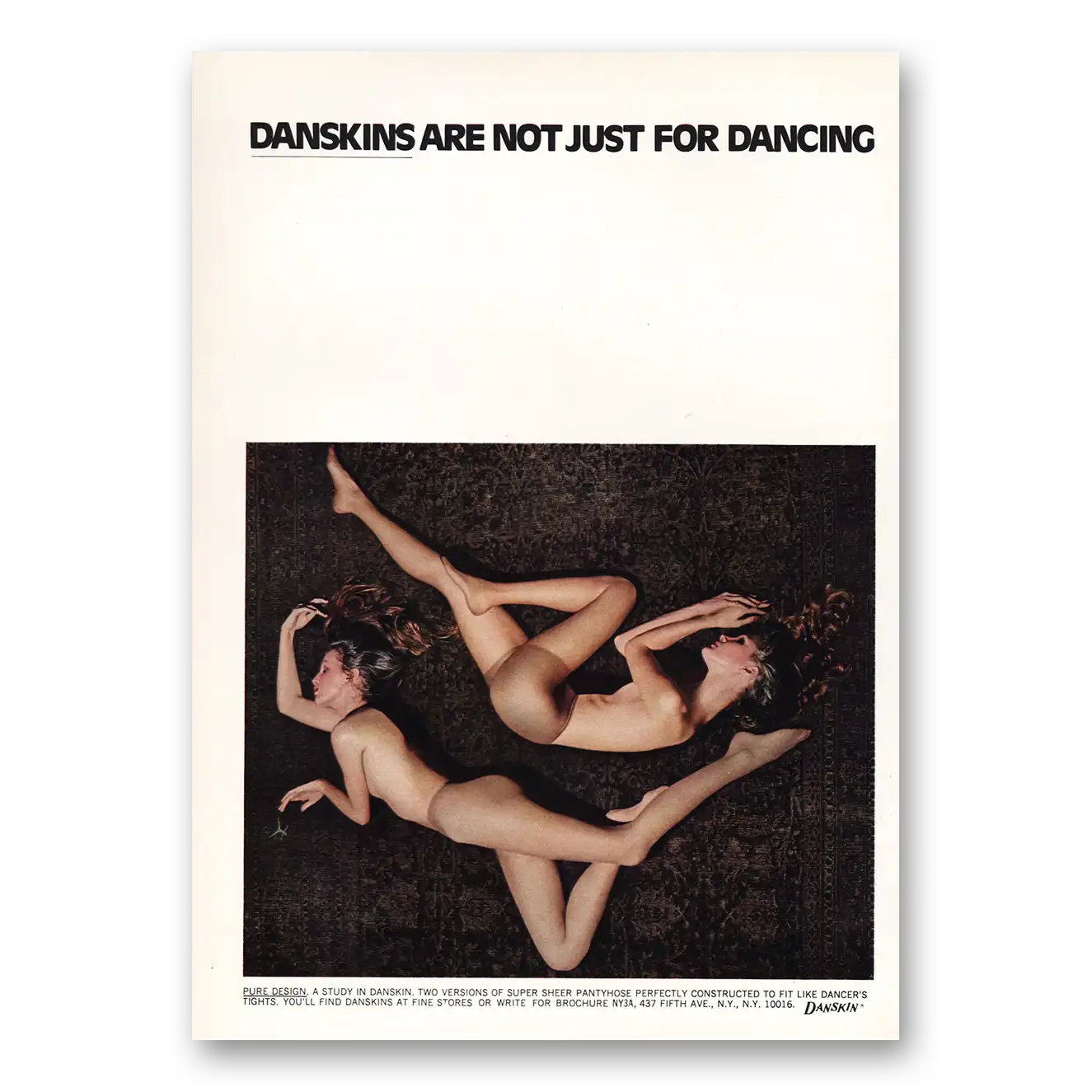 1973 Danskins Pure Design Vintage Magazine Print Ad