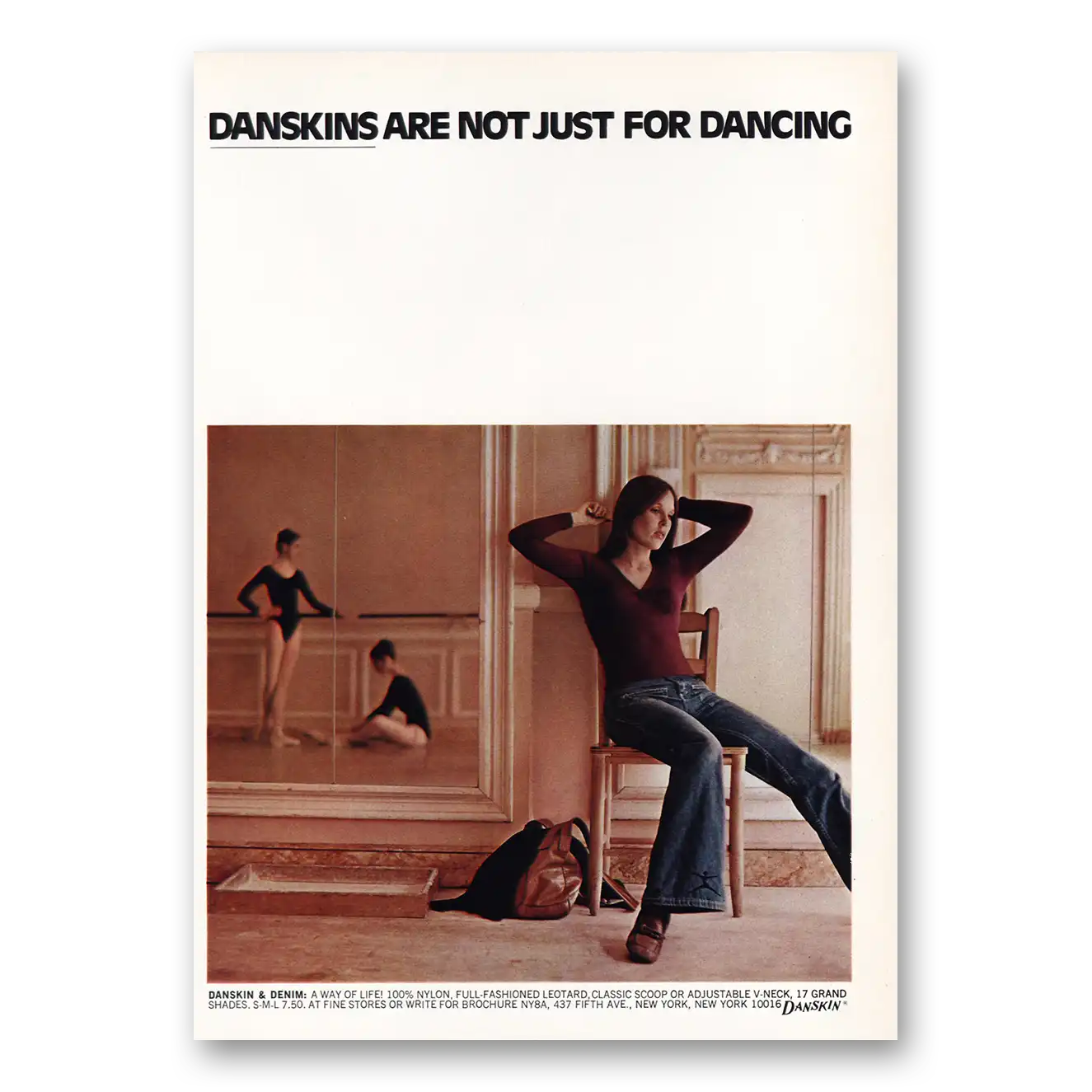 1973 Danskins Denim Vintage Magazine Print Ad