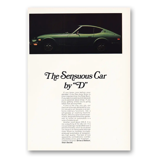 1973 Datsun 240Z Sensuous Car By D Vintage Magazine Print Ad