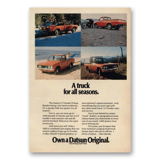 1973 Datsun Trucks Truck for All Seasons Vintage Magazine Print Ad