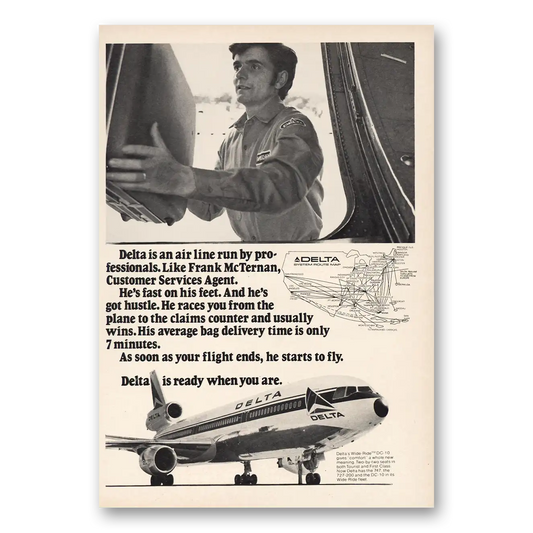 1973 Delta Air Lines Frank McTernan CSA Vintage Magazine Print Ad