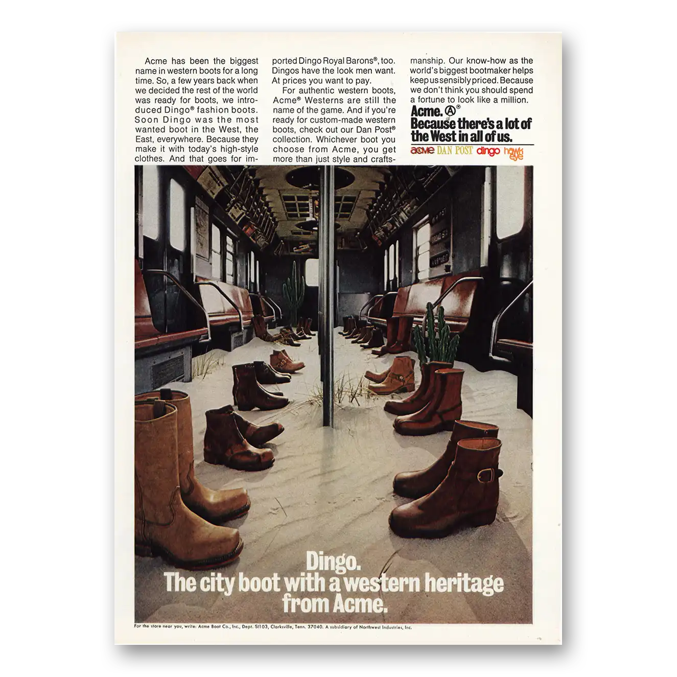 1973 Dingo Boots City Boot Western Heritage Vintage Magazine Print Ad