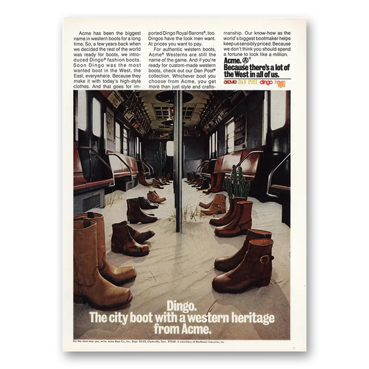 1973 Dingo Boots City Boot Western Heritage Vintage Magazine Print Ad