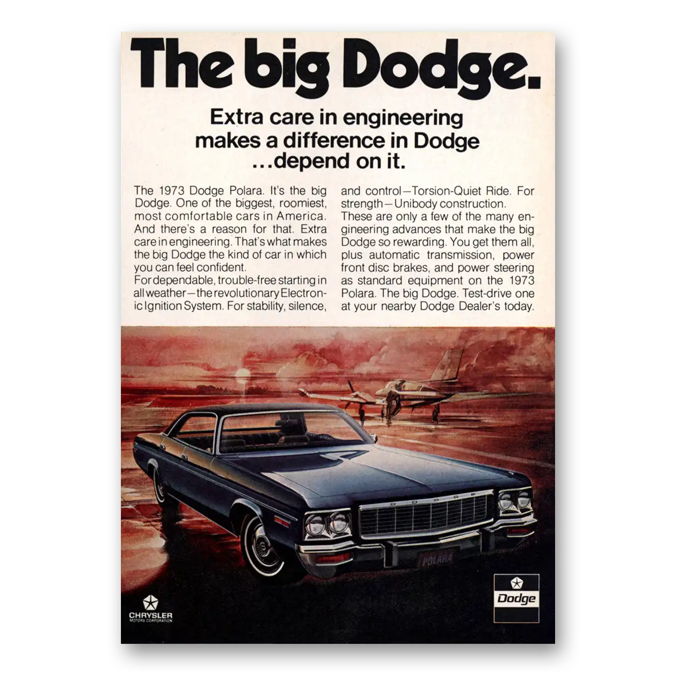 1973 Dodge Polara Big Dodge Vintage Magazine Print Ad