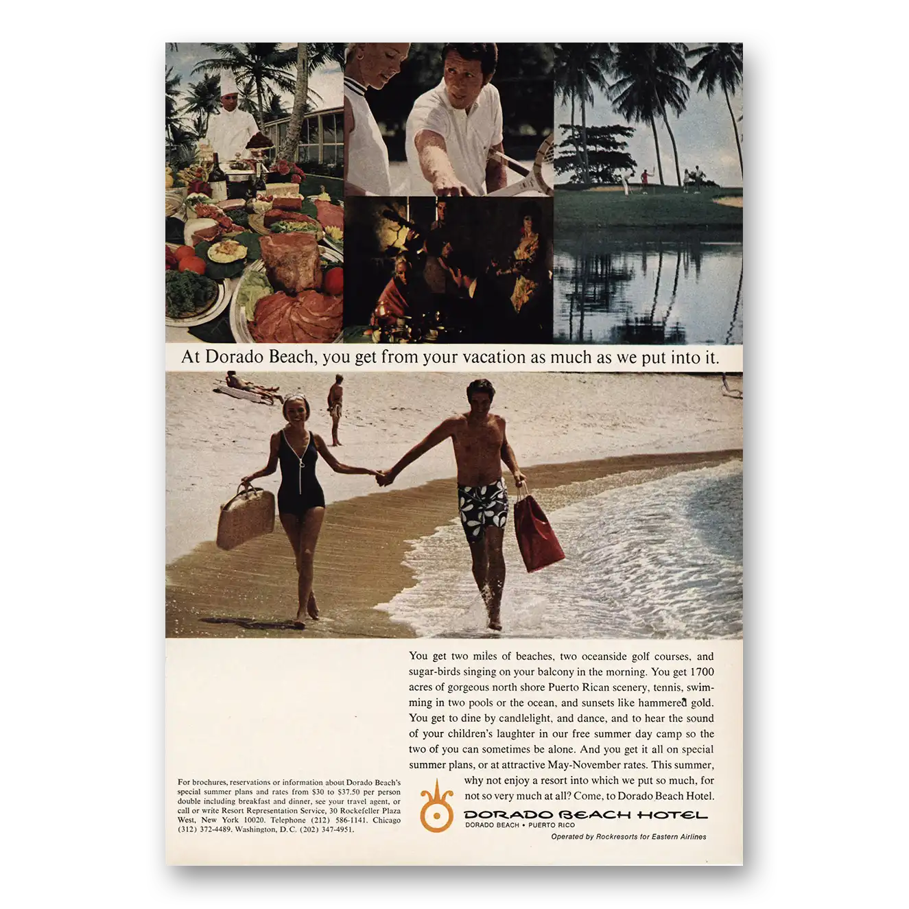 1973 Dorado Beach Hotel Two Miles of Beaches Vintage Magazine Print Ad