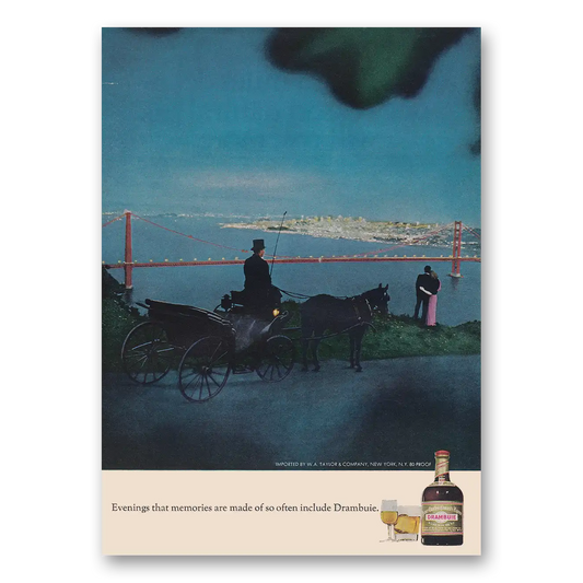 1973 Drambuie Golden Gate Bridge Evenings That Memories Vintage Magazine Print Ad