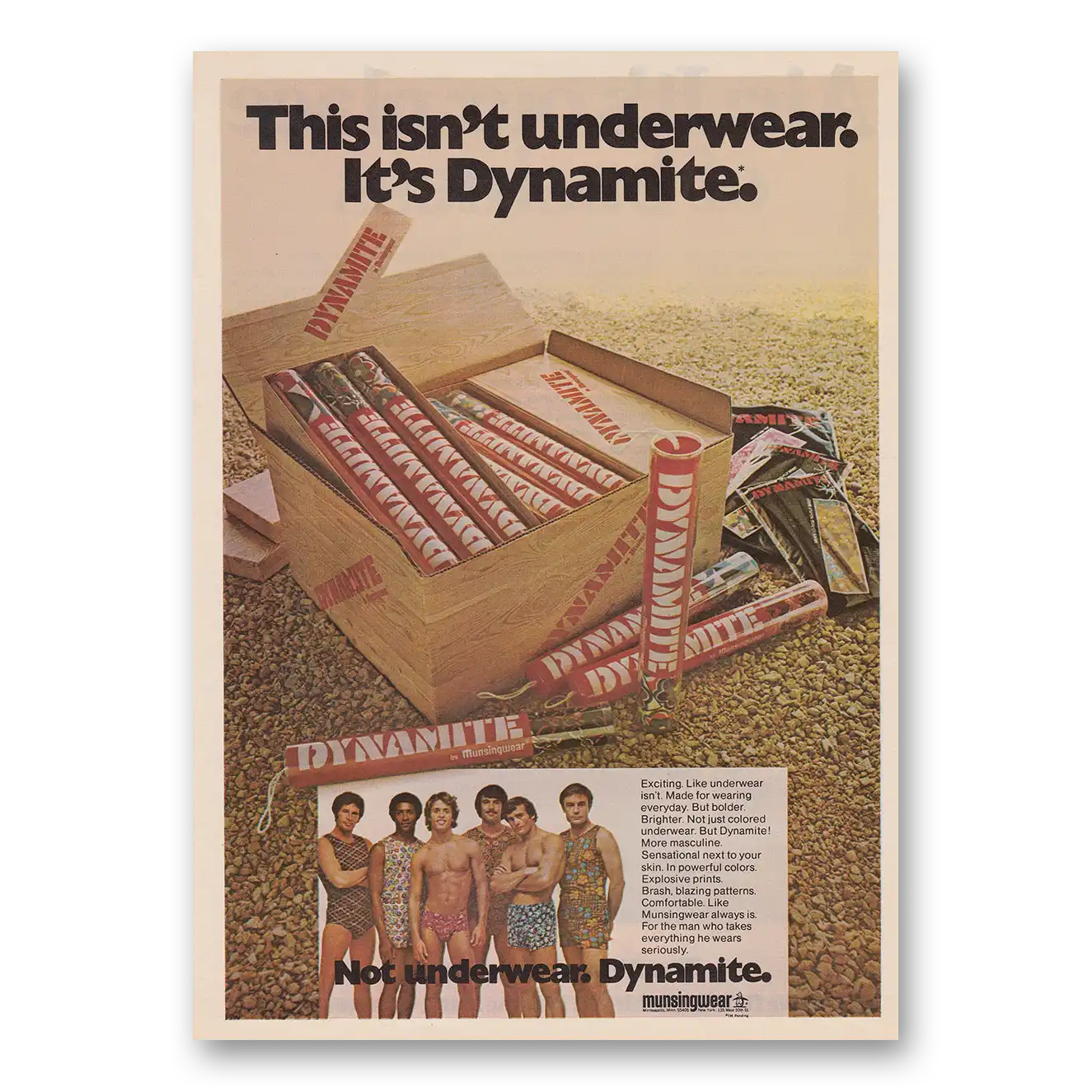 1973 Munsingwear Dynamite Underwear This Isn't Underwear Its Dynamite Vintage Magazine Print Ad