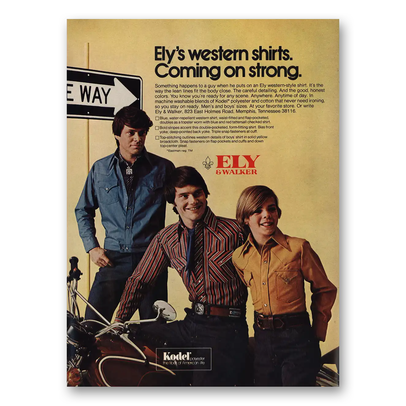 1973 Elys Western Shirts Coming On Strong Vintage Magazine Print Ad