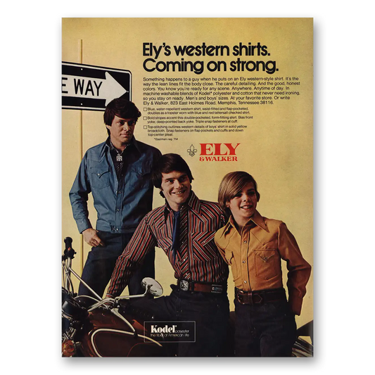 1973 Elys Western Shirts Coming On Strong Vintage Magazine Print Ad