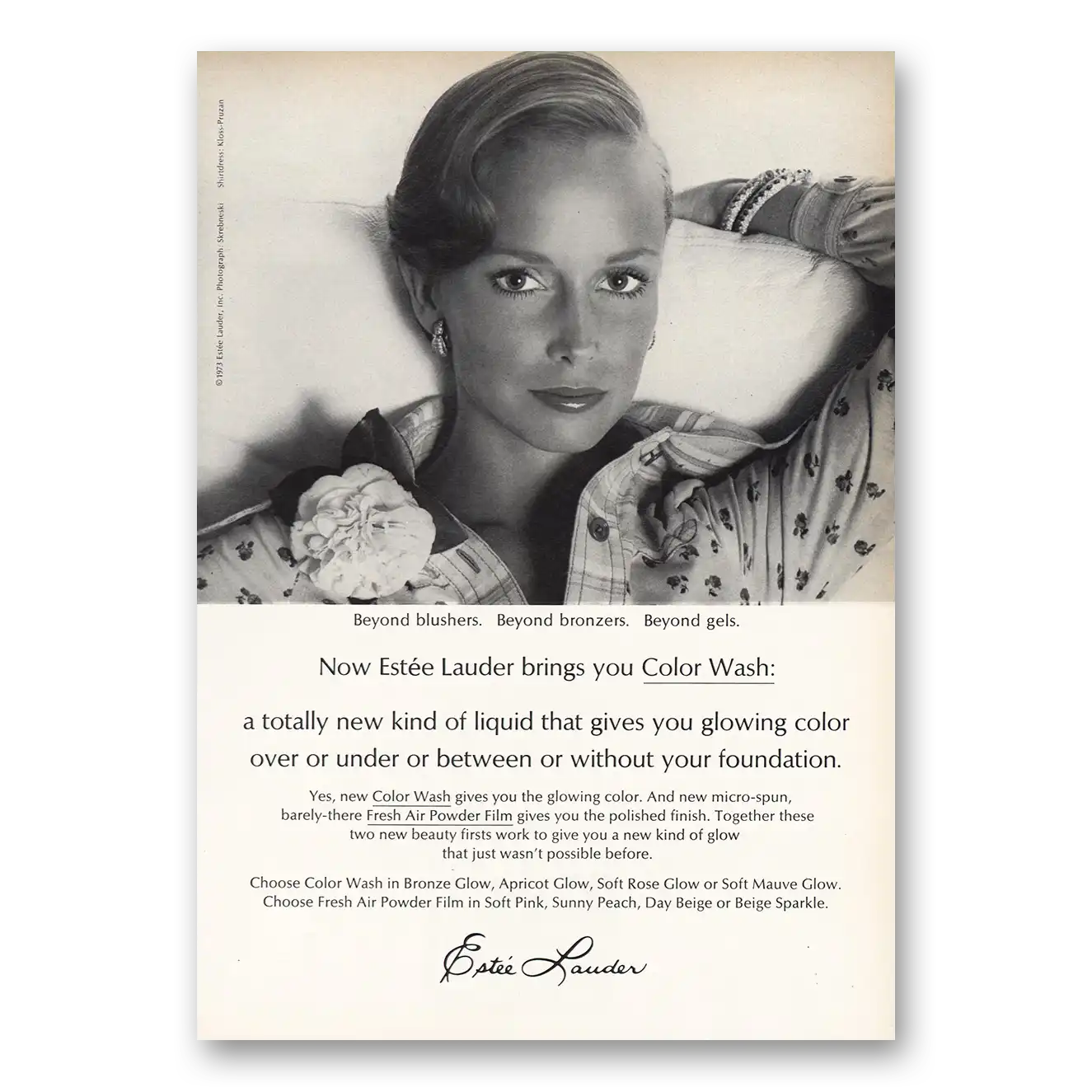 1973 Estee Lauder Color Wash Beyond Blushers Beyond Bronzers Vintage Magazine Print Ad