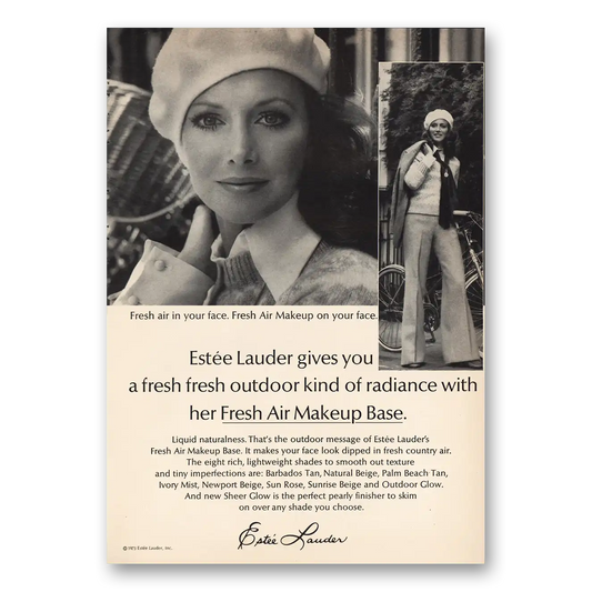 1973 Estee Lauder Fresh Air Makeup Base Vintage Magazine Print Ad