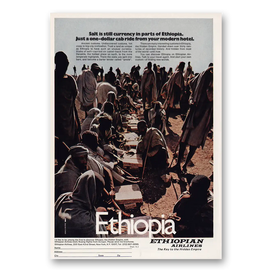 1973 Ethiopian Airlines Salt Is Still Currency In Parts Ethiopia Vintage Magazine Print Ad