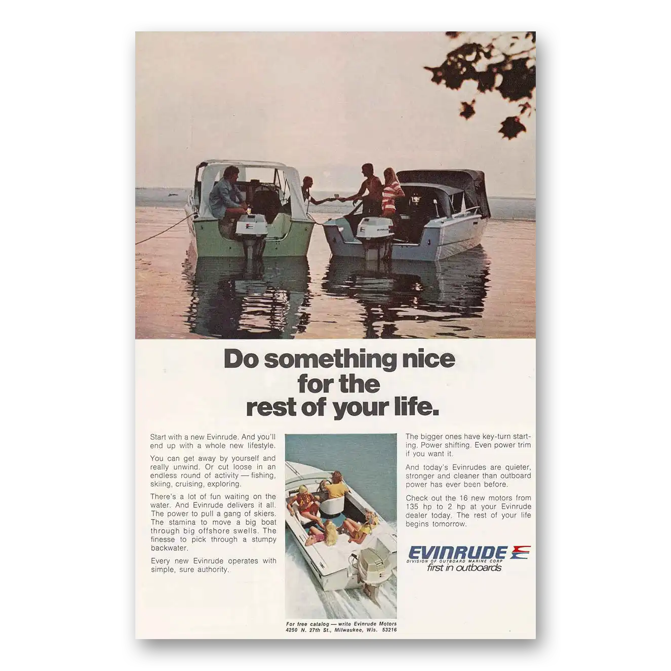 1973 Evinrude Do Something Nice Vintage Magazine Print Ad