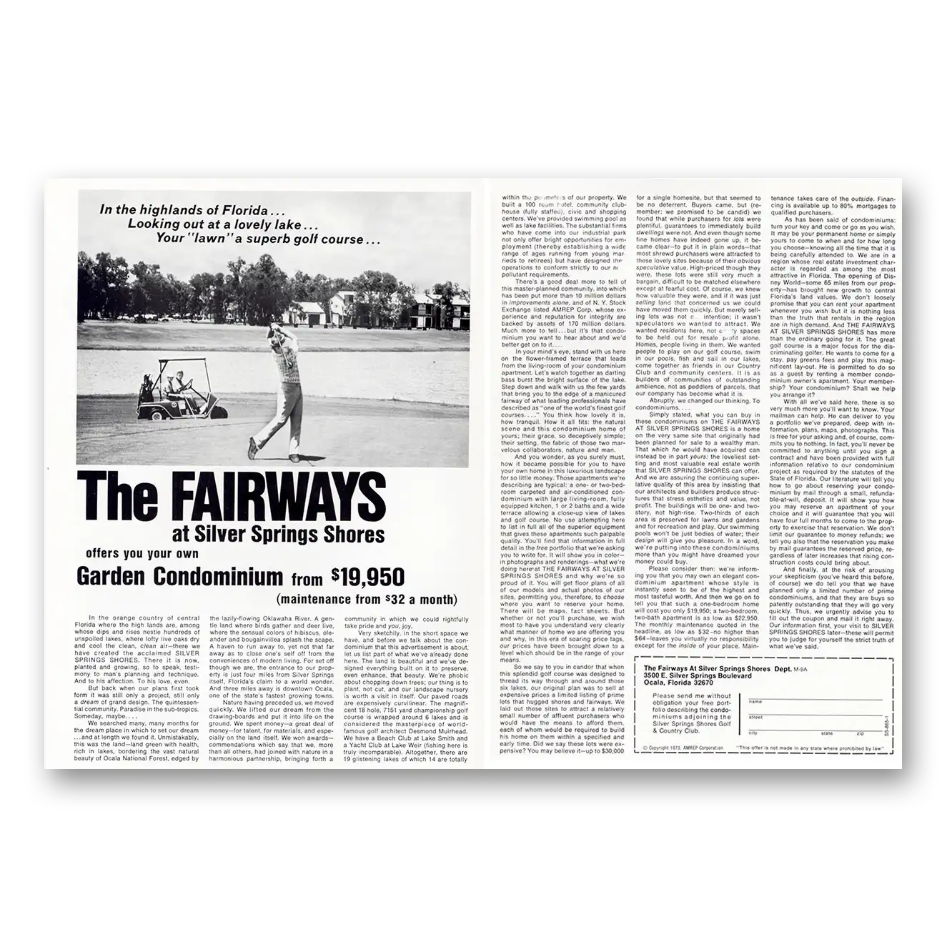 1973 Fairways at Silver Springs Shores Garden Condominium Vintage Magazine Print Ad