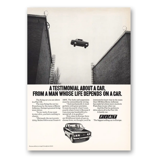 1973 Fiat 124 Testimonial About a Car From a Man Vintage Magazine Print Ad