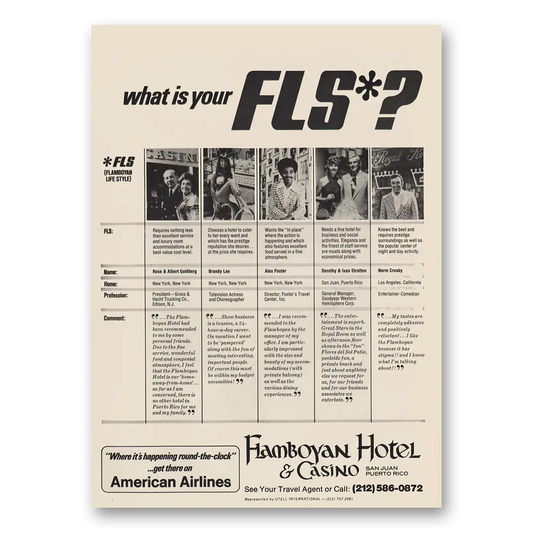 1973 Flamboyan Hotel San Juan What Is Your FLS Vintage Magazine Print Ad