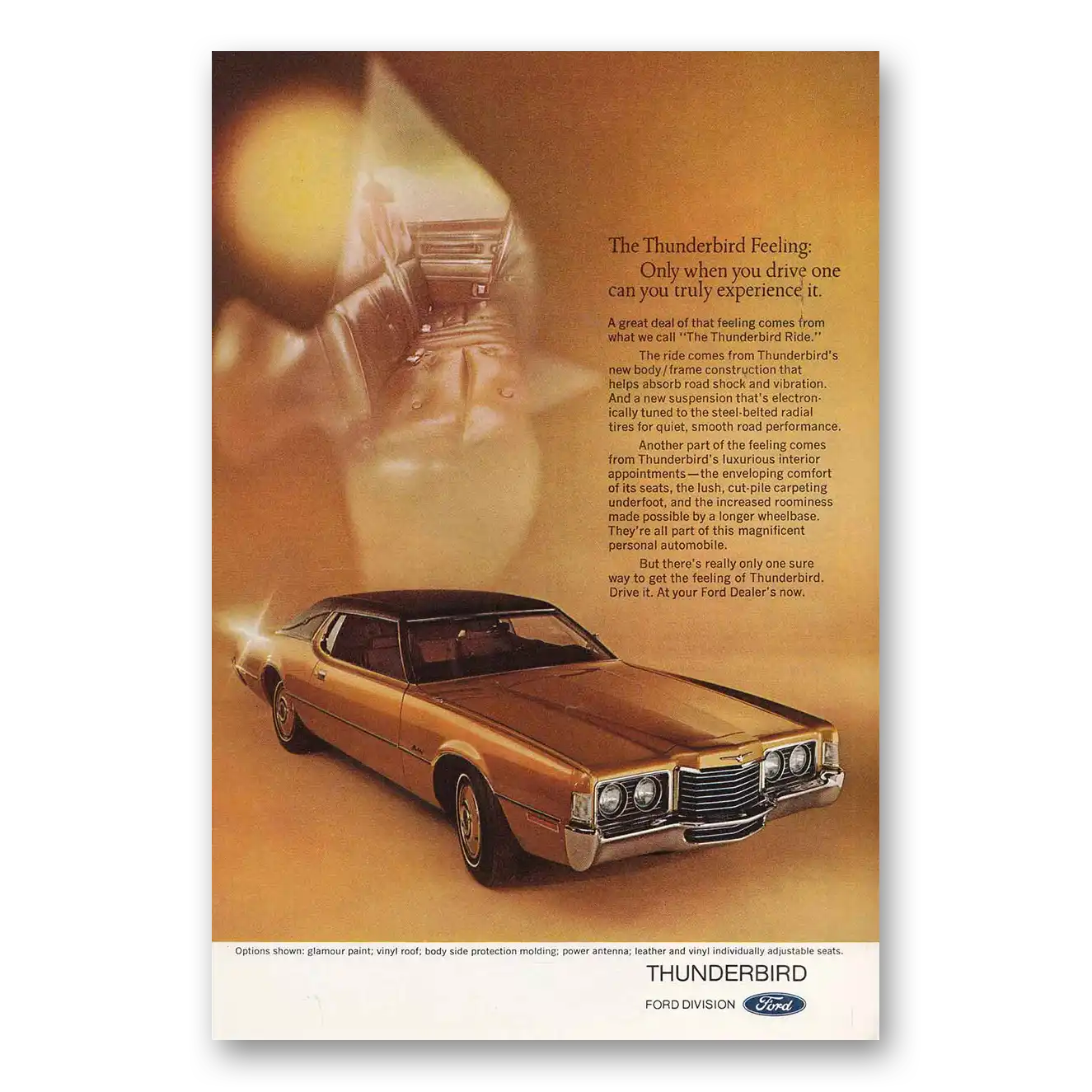 1973 Ford Thunderbird Feeling Only When You Drive It Vintage Magazine Print Ad