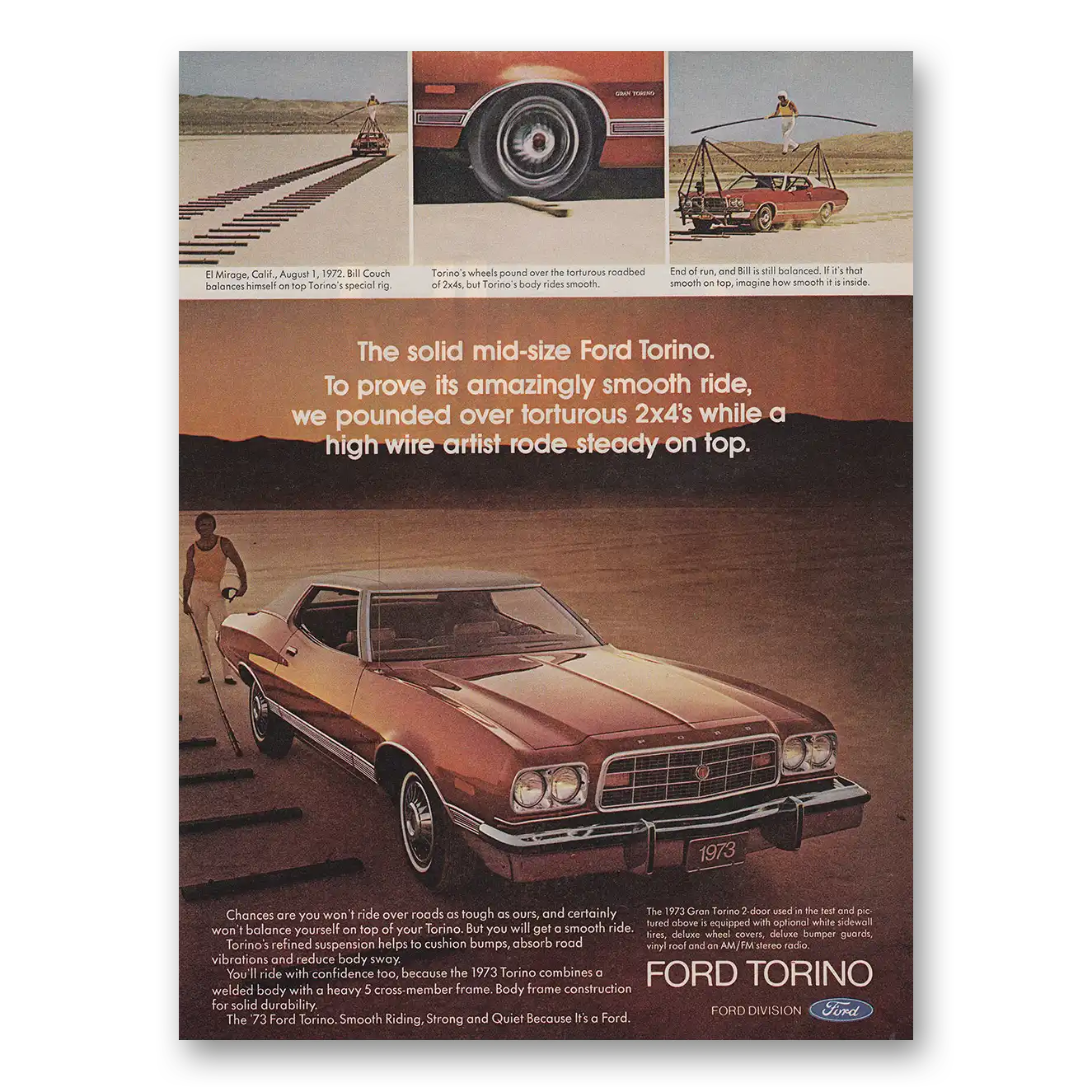 1973 Ford Torino Solid Mid Size Vintage Magazine Print Ad