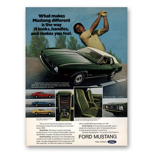 1973 Ford Mustang What Makes Mustang Different Vintage Magazine Print Ad