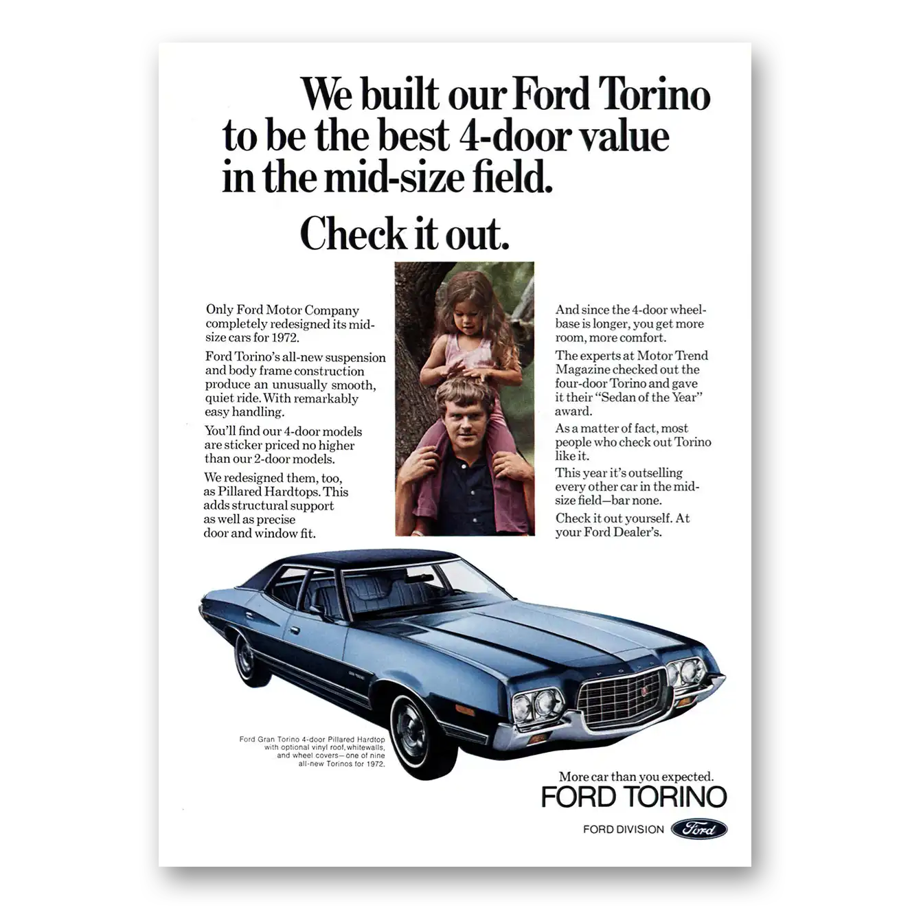 1972 Ford Torino Best 4 Door Value Mid Size Field Vintage Magazine Print Ad