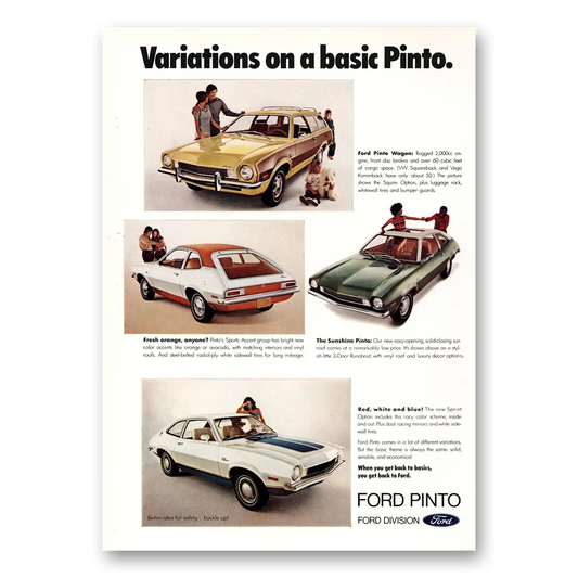 1972 Ford Pinto Variations On a Basic Pinto Vintage Magazine Print Ad