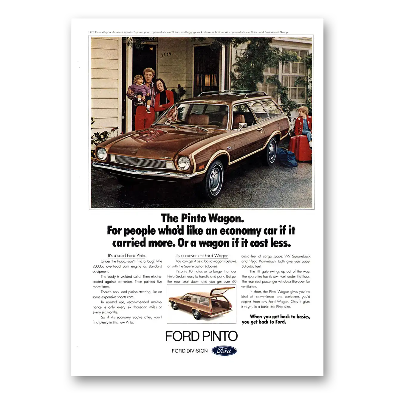 1972 Ford Pinto Like an Economy Car If It Carried More Vintage Magazine Print Ad