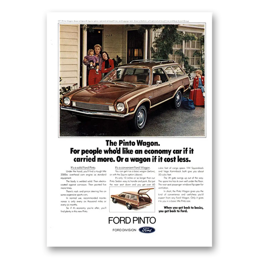 1972 Ford Pinto Like an Economy Car If It Carried More Vintage Magazine Print Ad