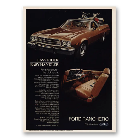 1973 Ford Ranchero Easy Rider Easy Handler Vintage Magazine Print Ad