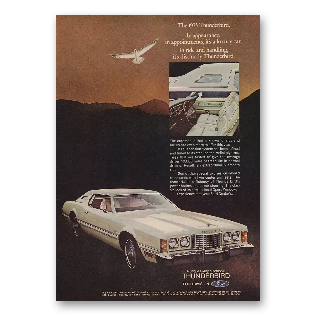 1973 Ford Thunderbird Appearance In Appointments Vintage Magazine Print Ad