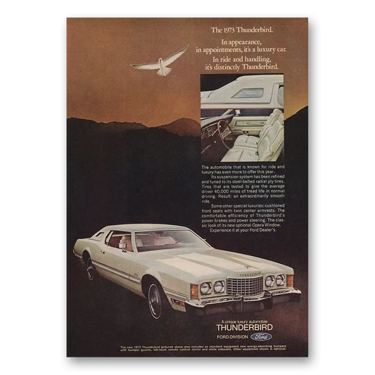 1973 Ford Thunderbird Appearance In Appointments Vintage Magazine Print Ad