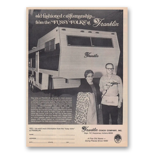 1973 Franklin Coach Fussy Folks Vintage Magazine Print Ad