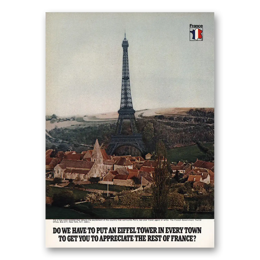 1973 France Eiffel Tower In Every Town Vintage Magazine Print Ad