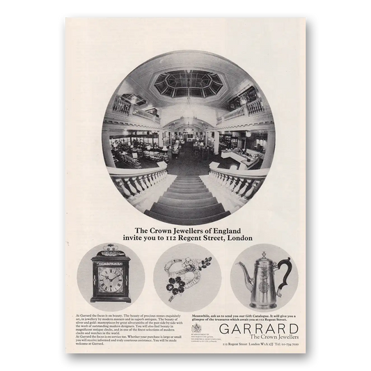 1973 Garrard Crown Jewellers of England Invite You to 112 Regent Street Vintage Magazine Print Ad