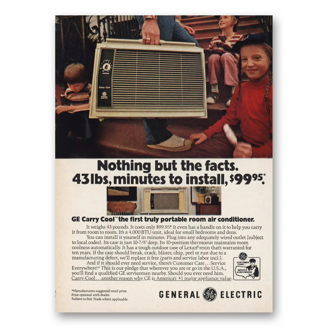 1973 General Electric Air Conditioner Nothing But the Facts Vintage Magazine Print Ad