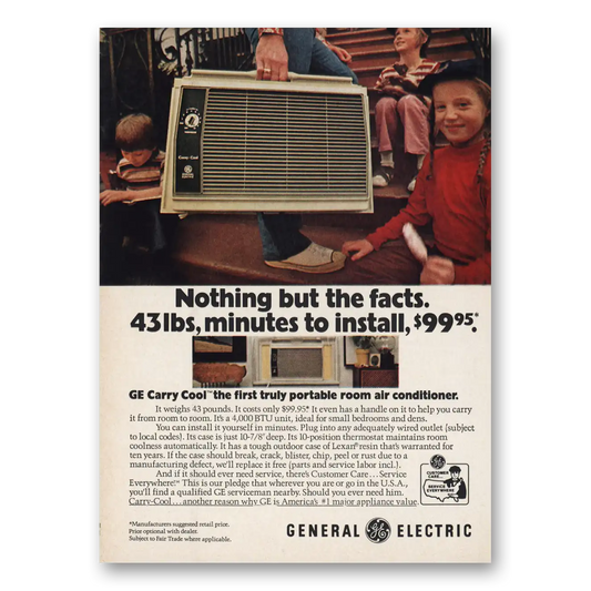 1973 General Electric Air Conditioner Nothing But the Facts Vintage Magazine Print Ad