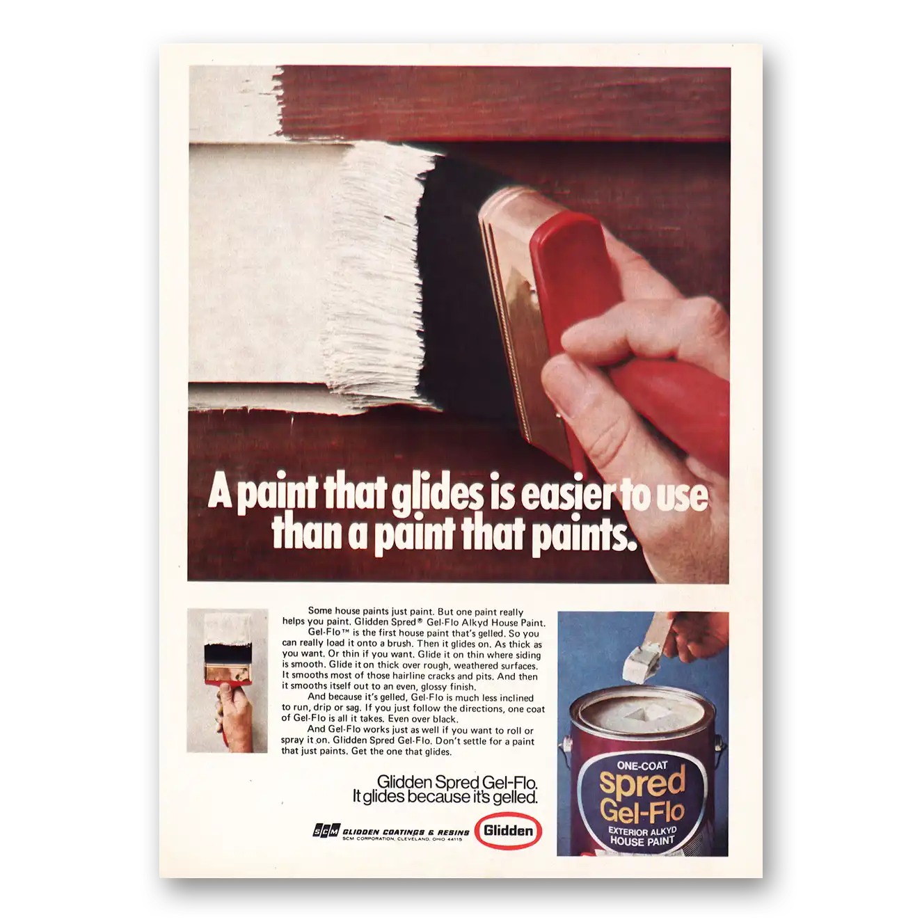 1973 Glidden Paint Spred Gel Flo Paint That Glides Vintage Magazine Print Ad