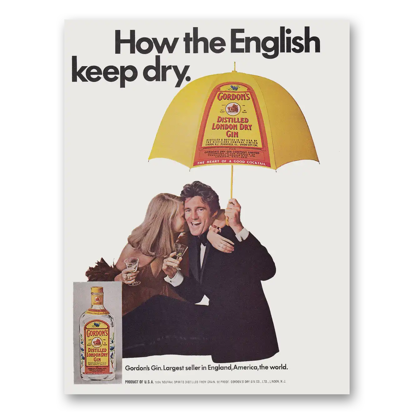 1973 Gordons Gin How the English Keep Dry Vintage Magazine Print Ad